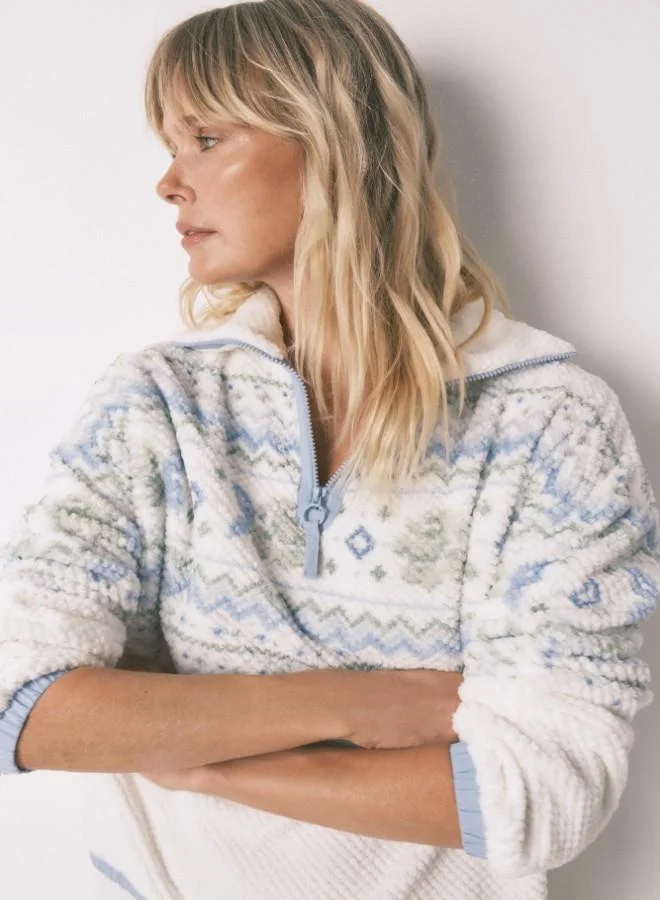 women'secret Long fleece jacquard pyjamas